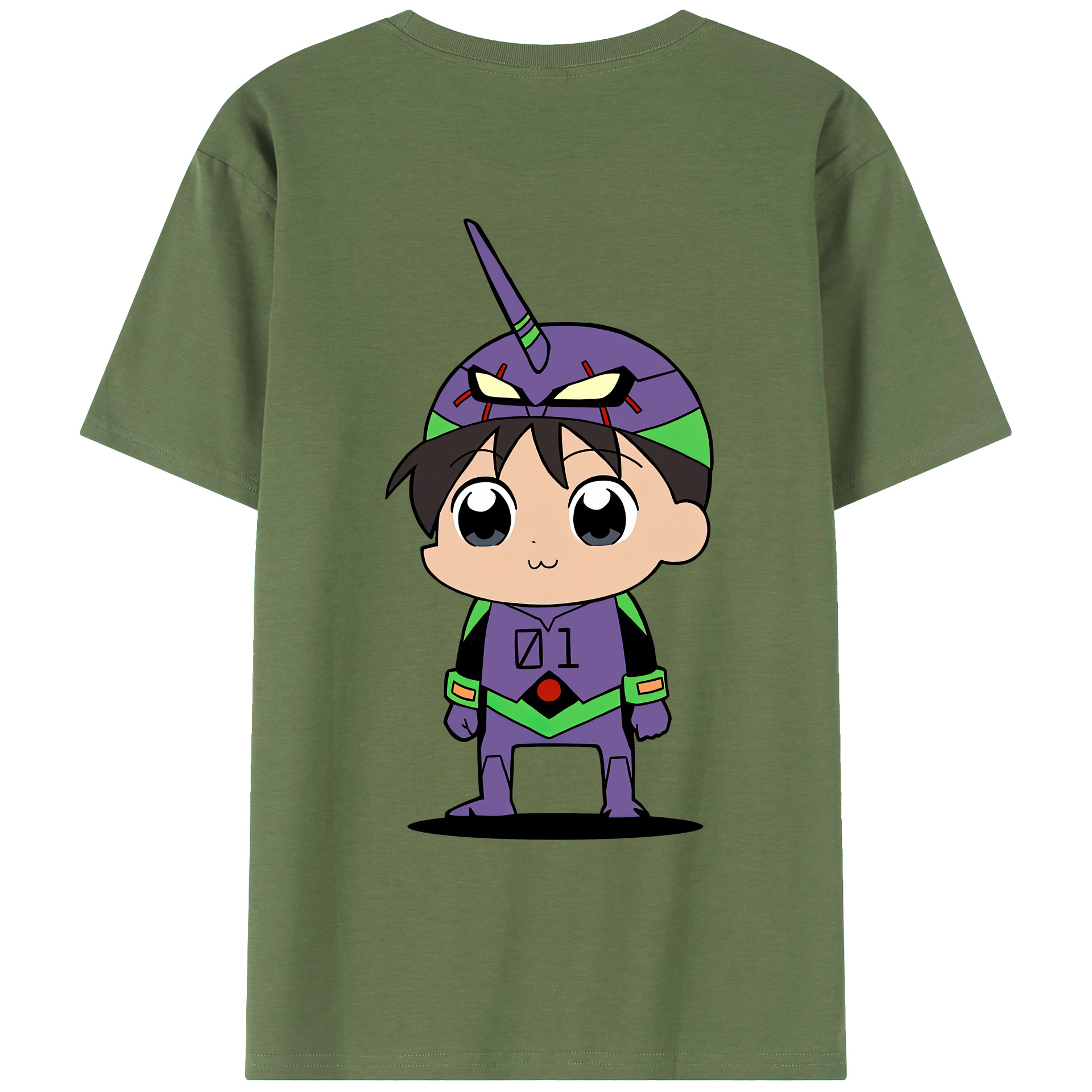 （画像用） EVA 新世紀エヴァンゲリオン 綿100％ メンズ半袖Tシャツ（バックプリント） 通気性